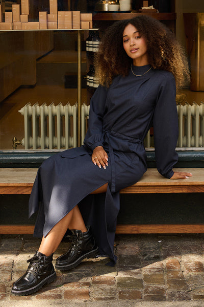 Froks Hope Sleeve Kjole / Dusted dark blue wool