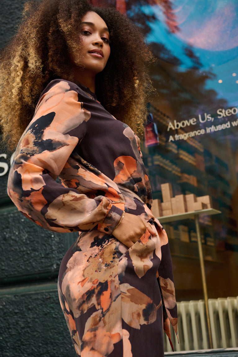 Froks Carla Sleeve Long Body Dragt / Splash of earth tones & Flowers