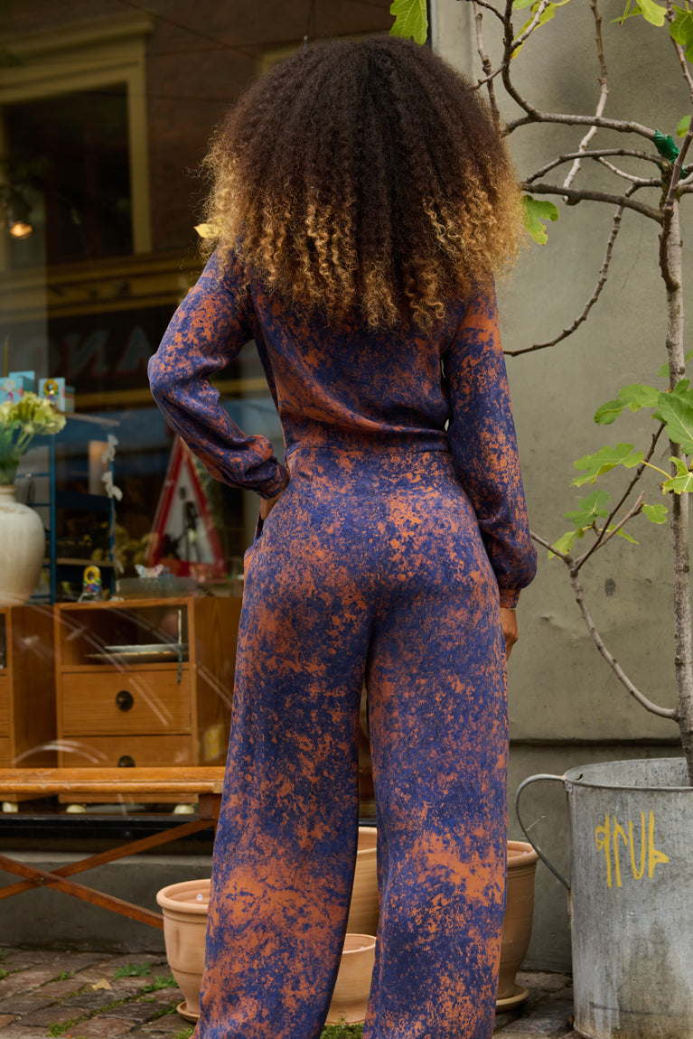 Froks Carla Sleeve Long Body Dragt / Splash of golden brown & blue