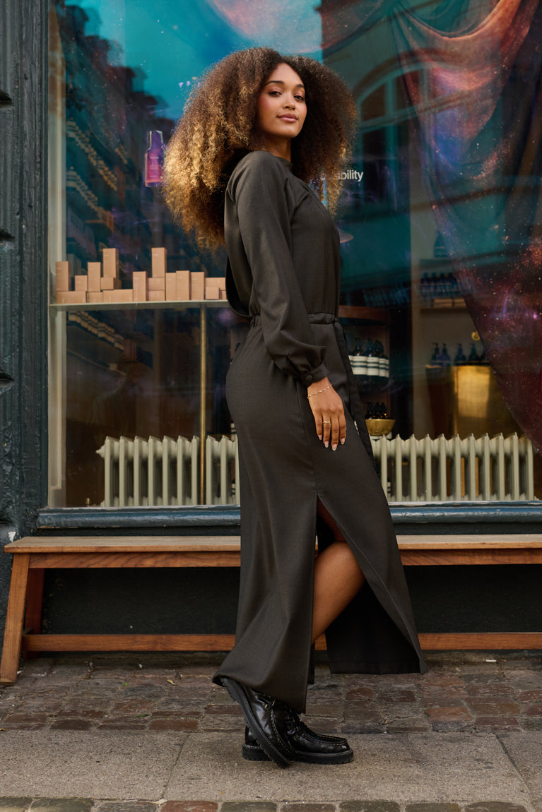 Froks Hope Sleeve Kjole / Coconut brown wool