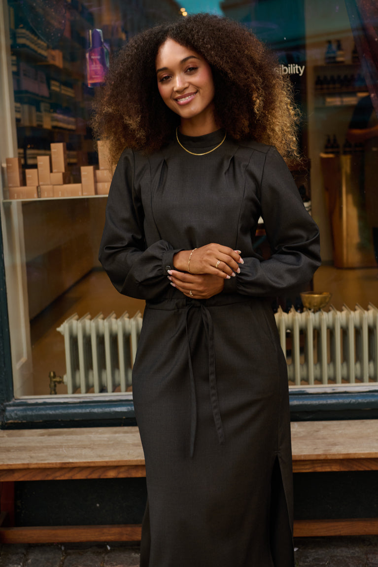 Froks Hope Sleeve Kjole / Coconut brown wool