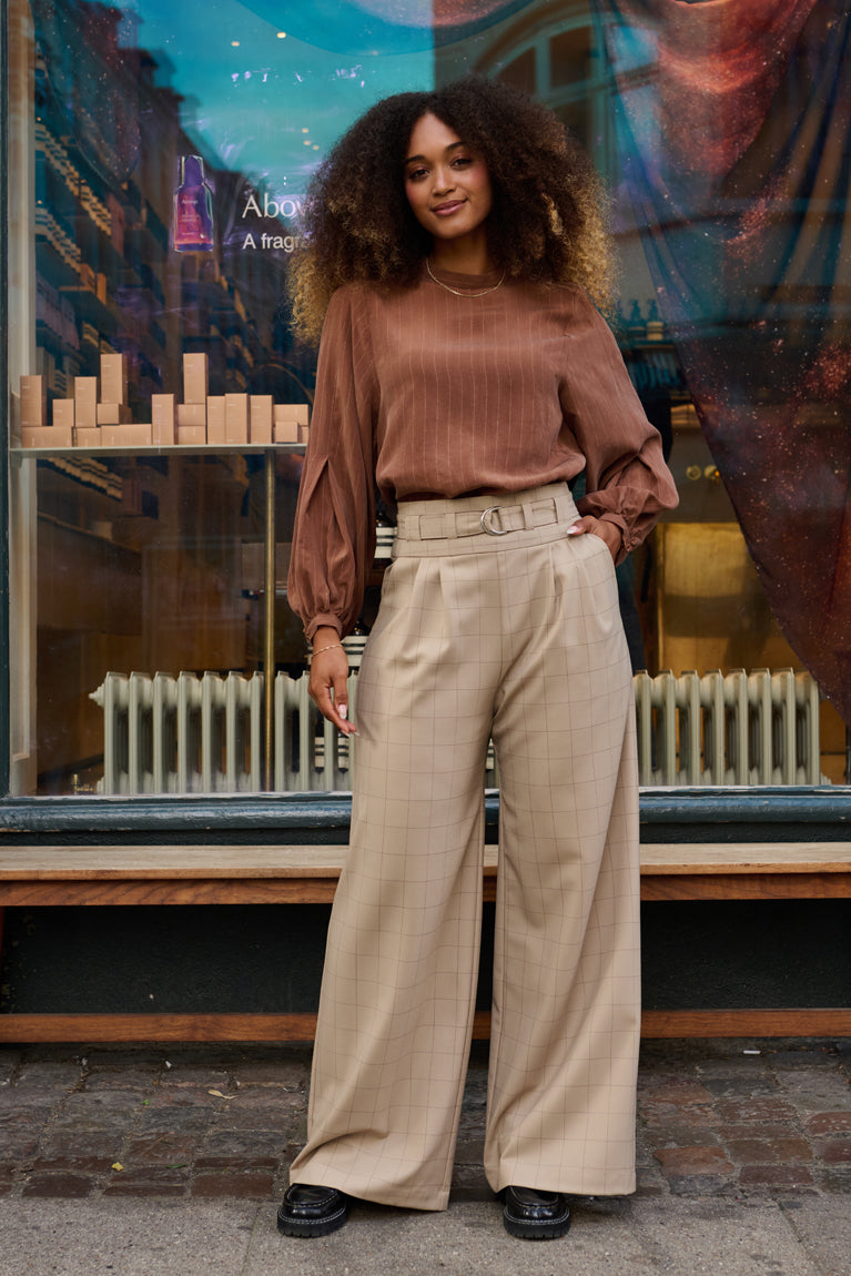 Froks Julie Bukser / Hazelnut & checkered wool