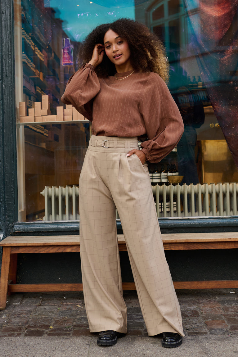 Froks Julie Bukser / Hazelnut & checkered wool