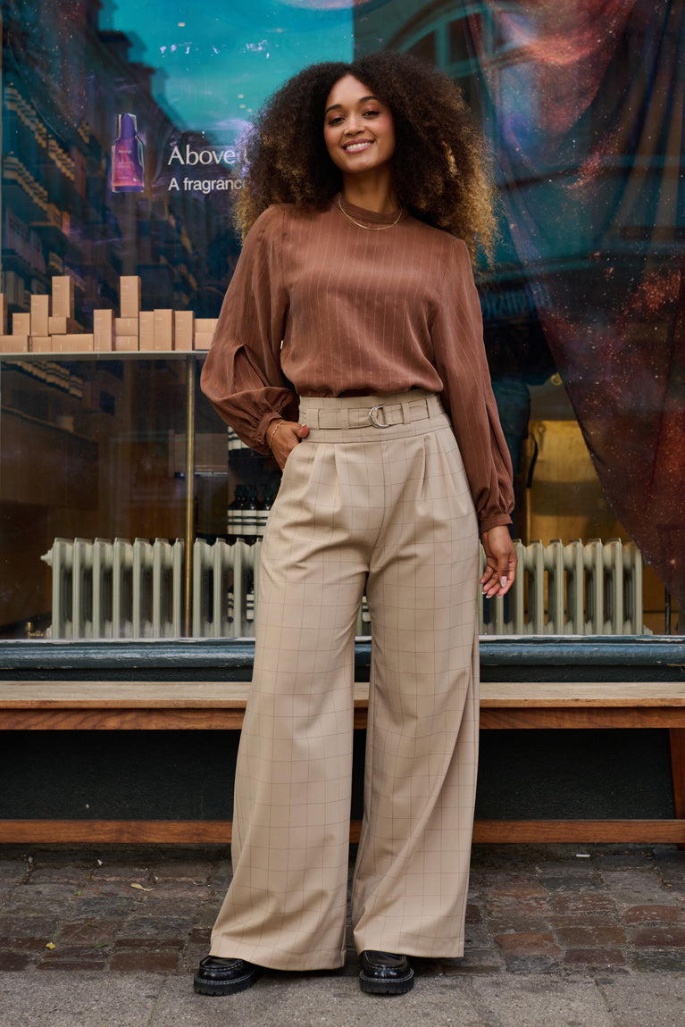 Froks Julie Bukser / Hazelnut & checkered wool