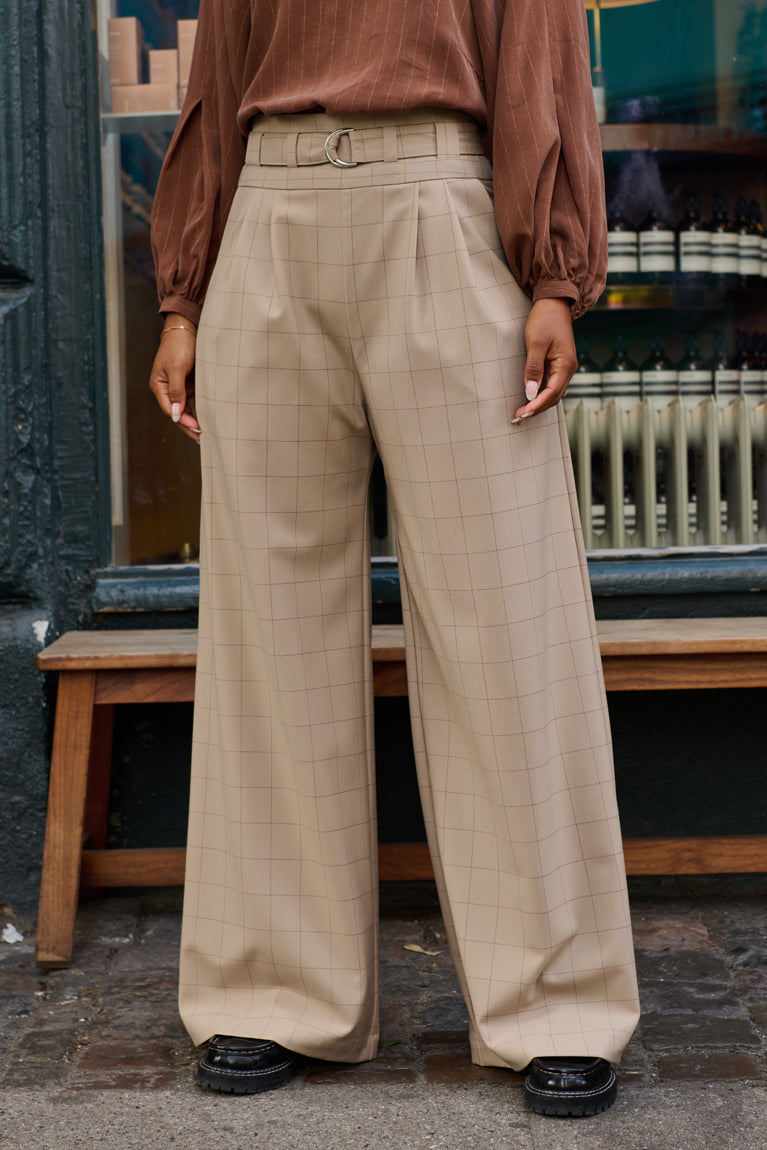 Froks Julie Bukser / Hazelnut & checkered wool