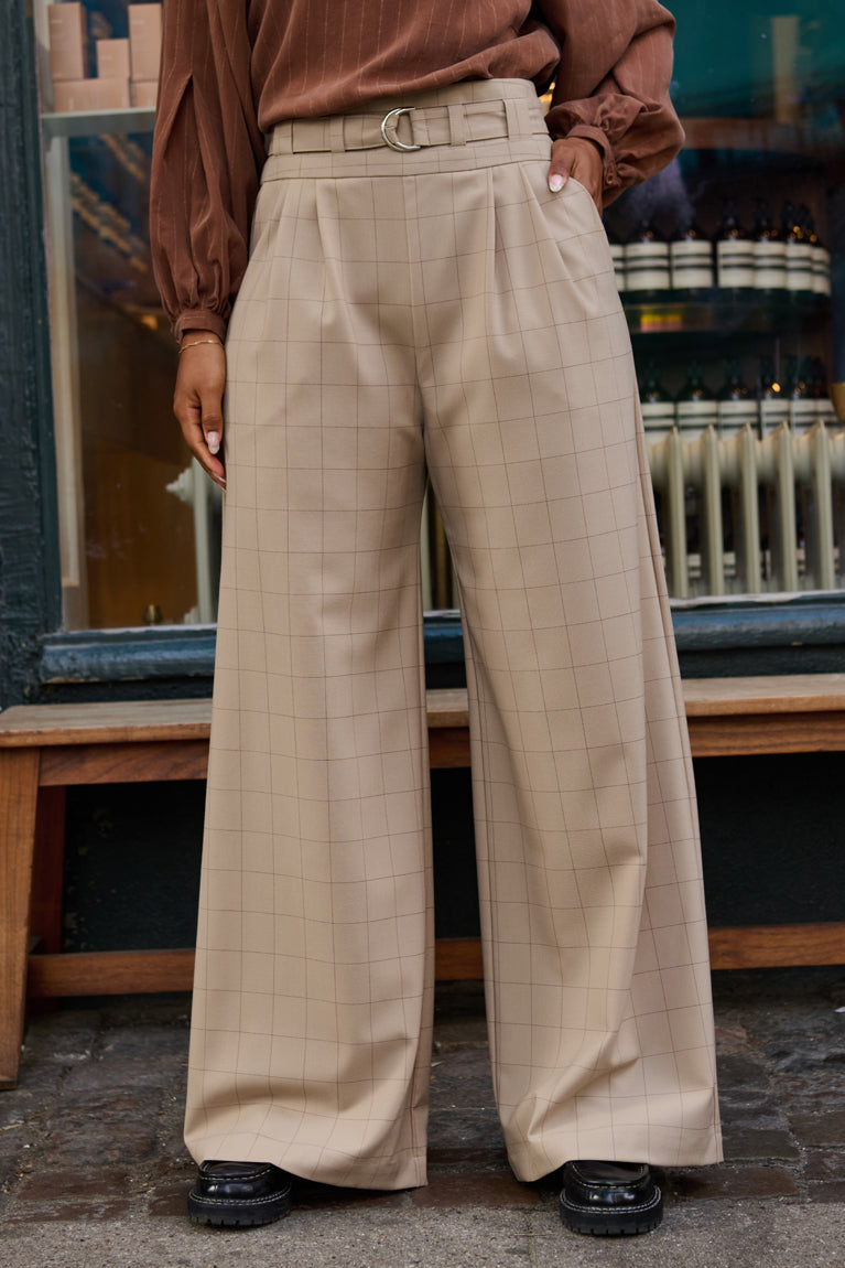 Froks Julie Bukser / Hazelnut & checkered wool