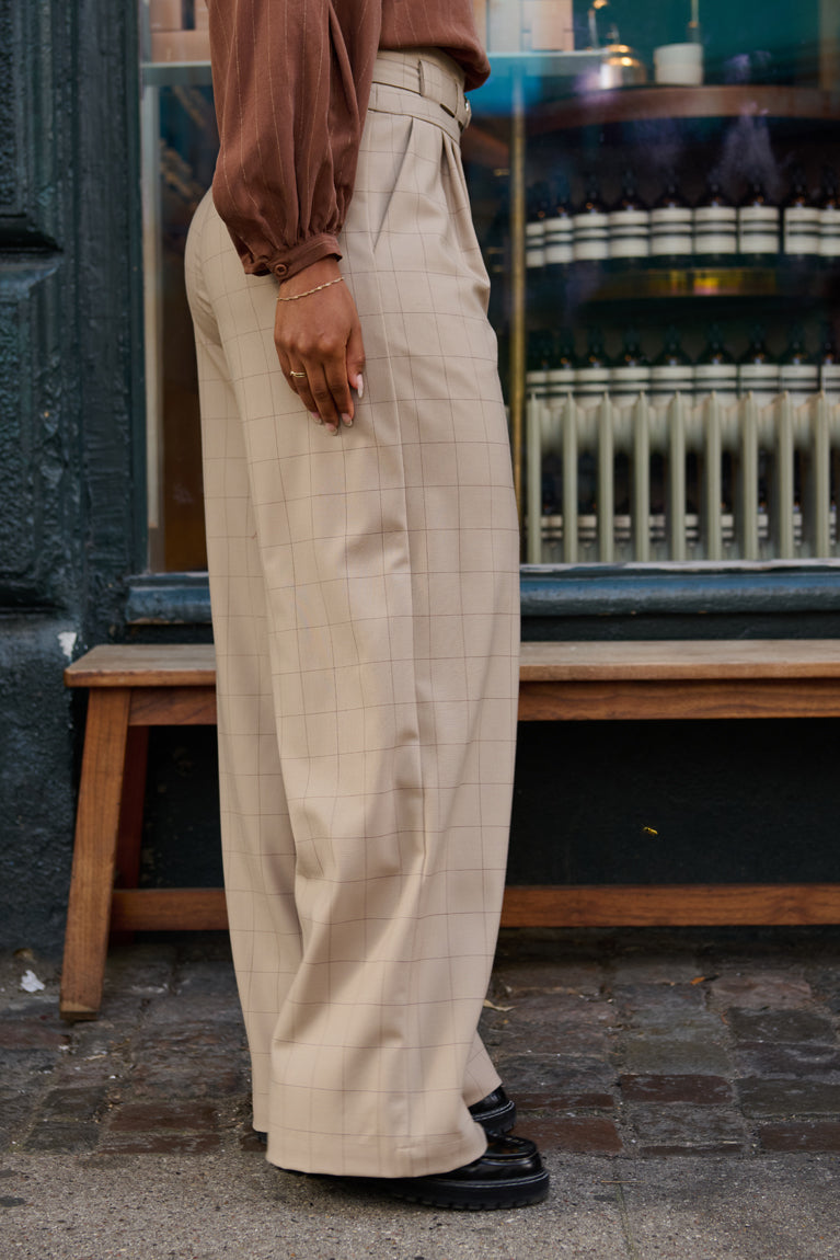 Froks Julie Bukser / Hazelnut & checkered wool