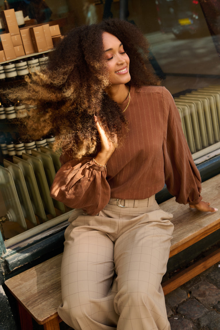 Froks Molly Skjorte / Earth brown & Gold lines