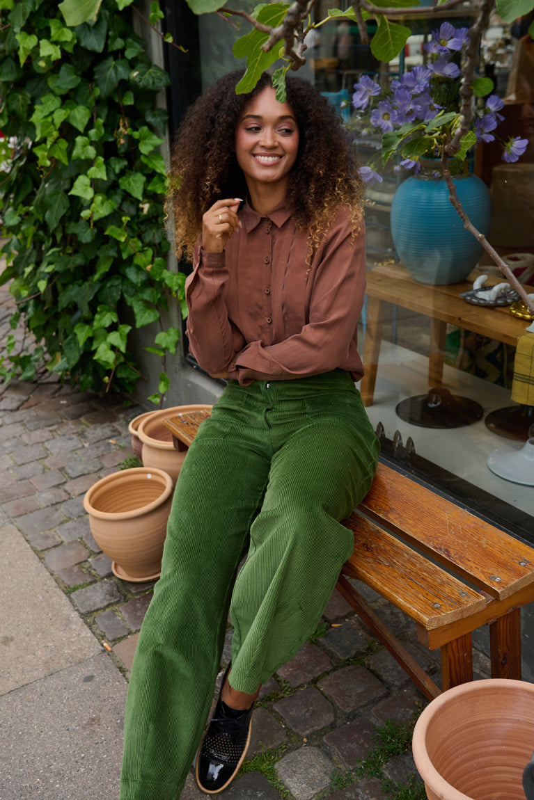 Froks Leia Bukser / Willow green corduroy