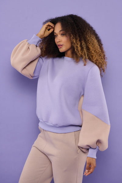 Froks Isabel Sweatshirt / Bright lilac & Desert sand