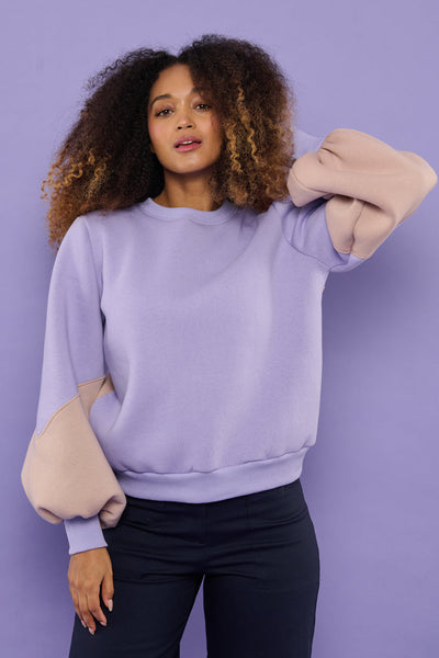 Froks Isabel Sweatshirt / Bright lilac & Desert sand