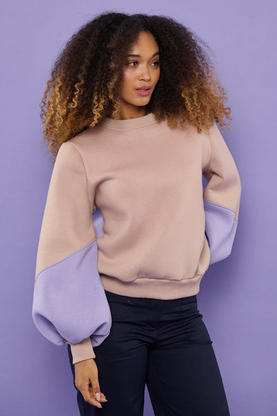 Froks Isabel Sweatshirt / Desert sand & bright lilac