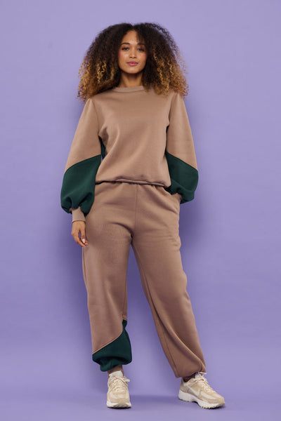 Froks Isabel Sweatpants / Sesame & Forest green