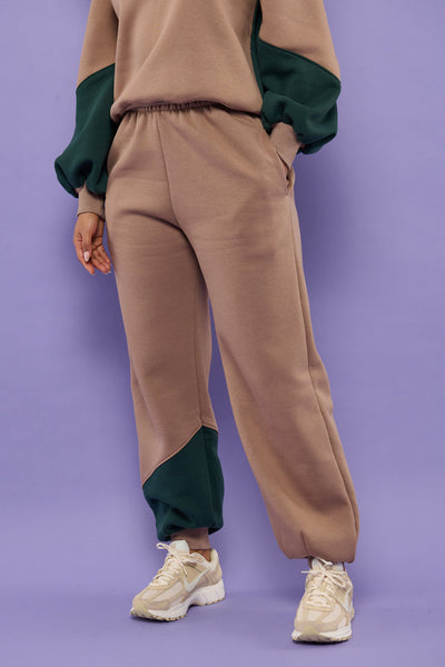Froks Isabel Sweatpants / Sesame & Forest green