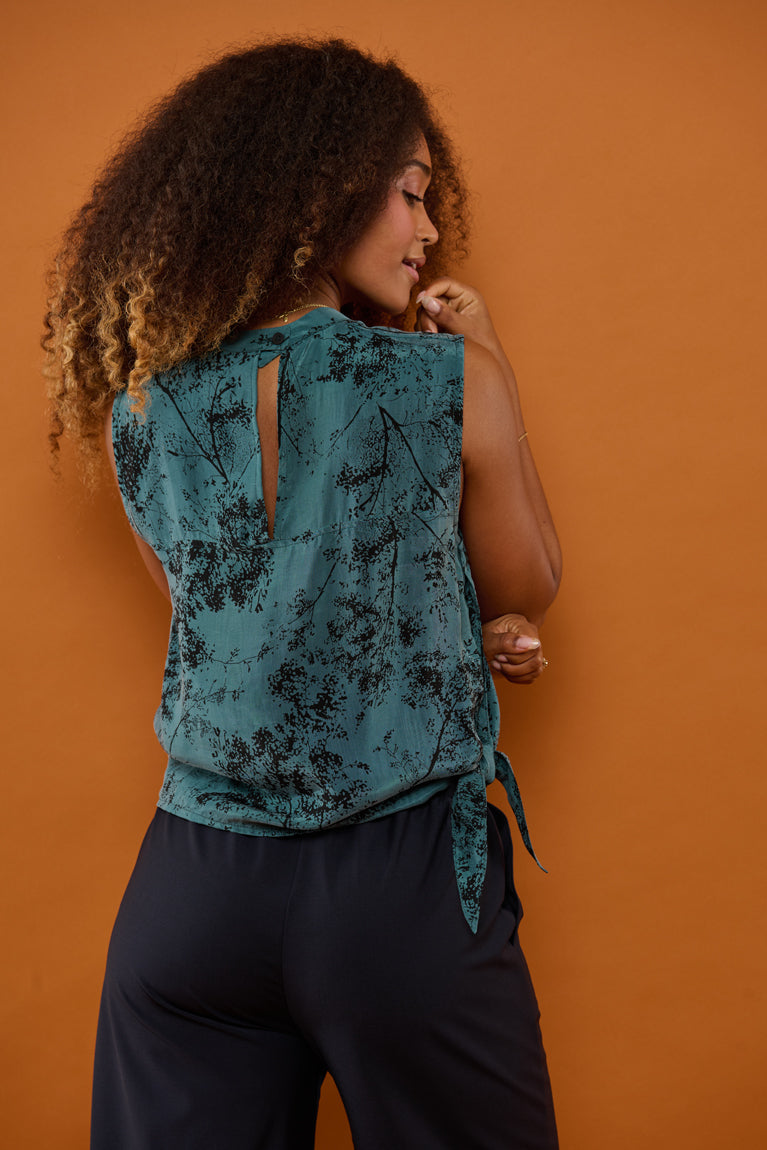 Froks Hope Sleeveless Skjorte / Petrol green & Branches