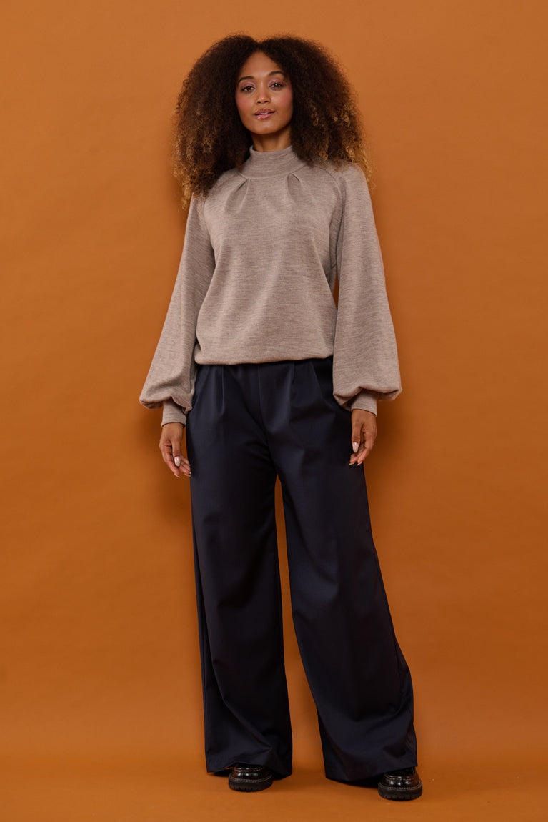 Froks Julie Bukser / Night blue & faded checks wool