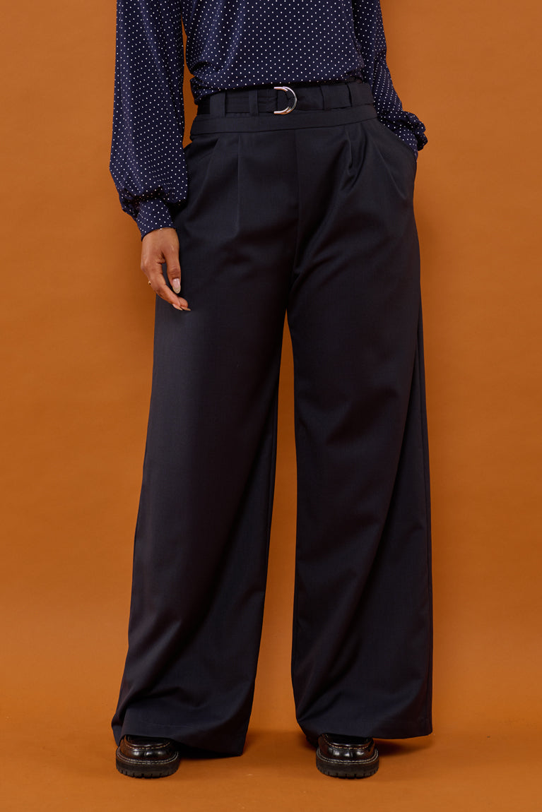 Froks Julie Bukser / Night blue & faded checks wool