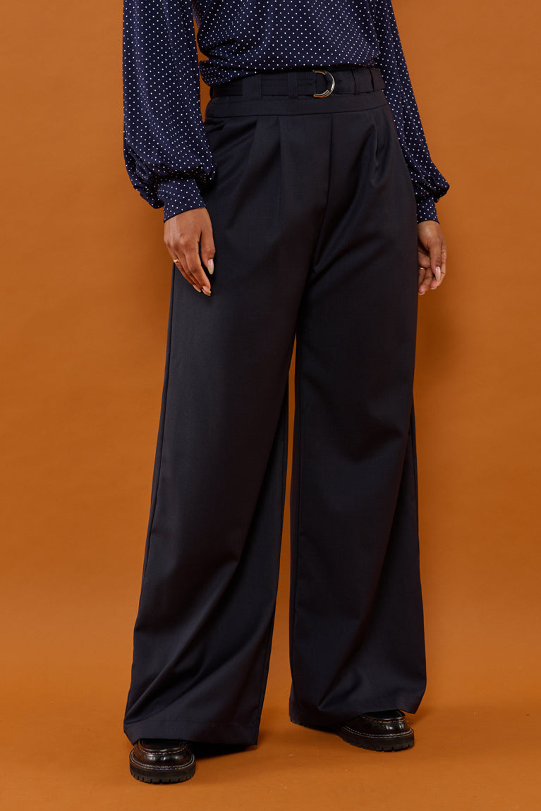 Froks Julie Bukser / Night blue & faded checks wool