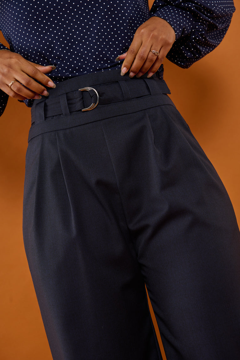 Froks Julie Bukser / Night blue & faded checks wool