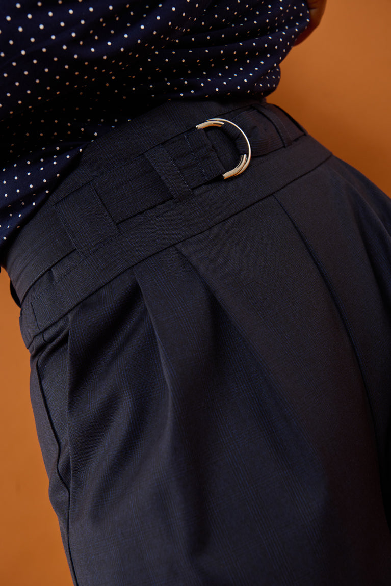 Froks Julie Bukser / Night blue & faded checks wool