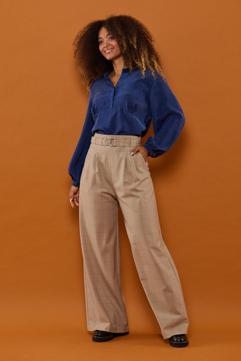 Froks Julie Bukser / Hazelnut & checkered wool