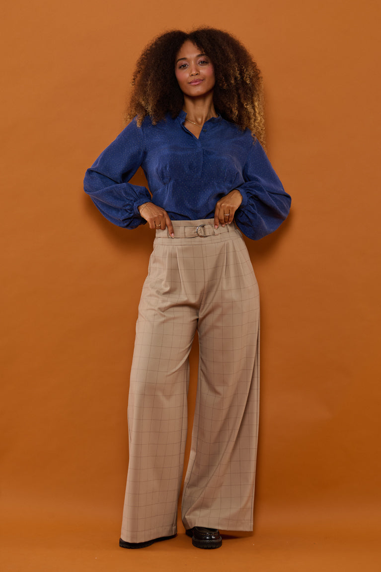 Froks Julie Bukser / Hazelnut & checkered wool