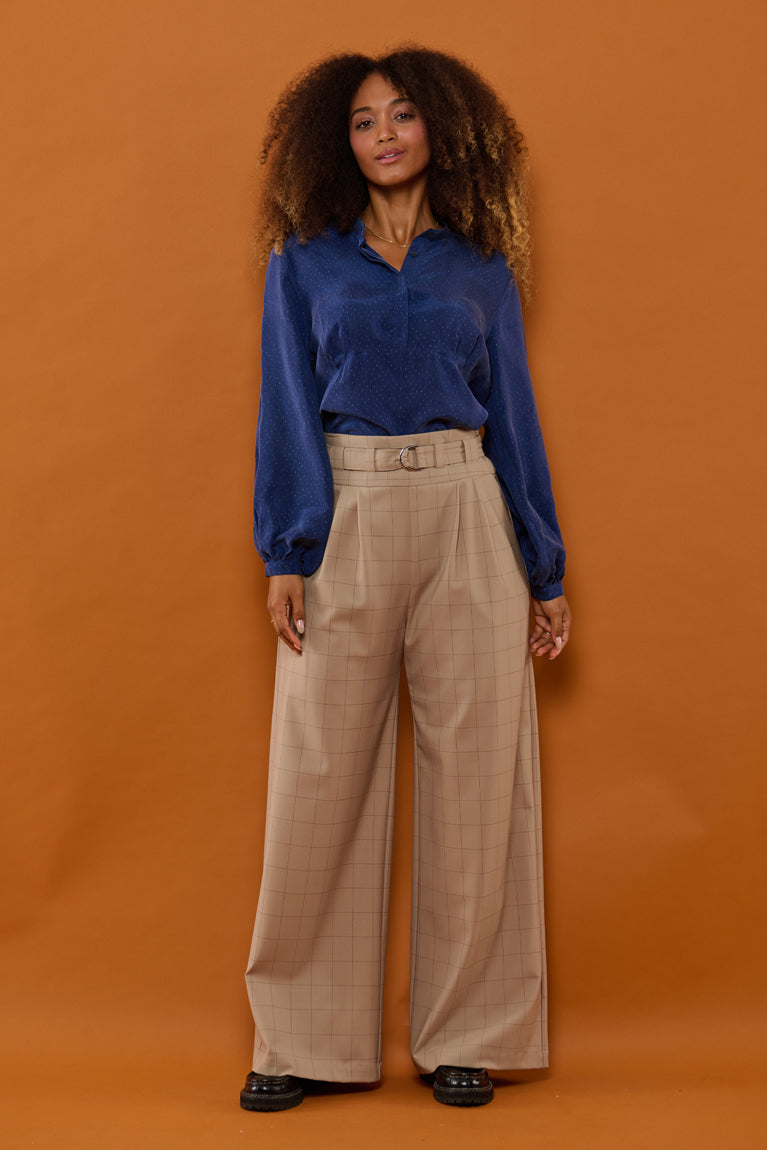 Froks Julie Bukser / Hazelnut & checkered wool