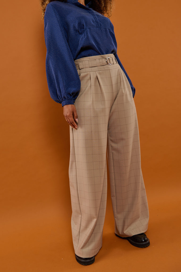 Froks Julie Bukser / Hazelnut & checkered wool