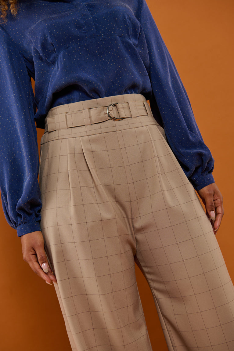 Froks Julie Bukser / Hazelnut & checkered wool