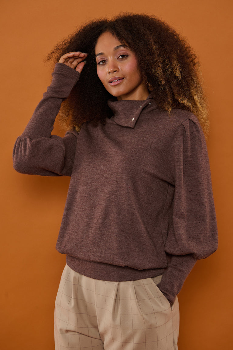 Froks Jenny Bluse / Bark brown merino wool