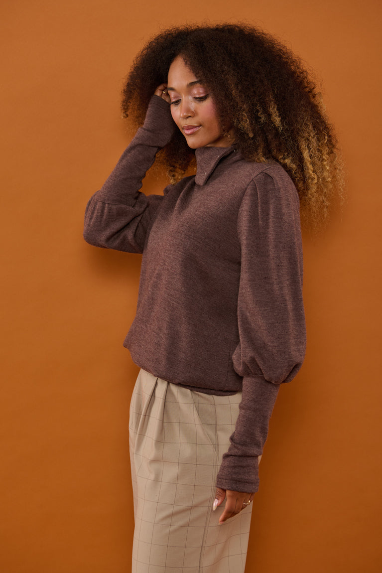 Froks Jenny Bluse / Bark brown merino wool