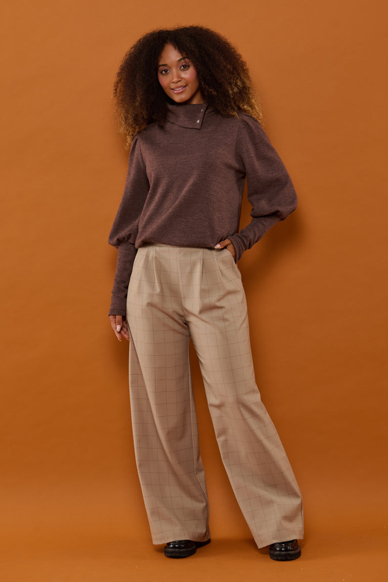 Froks Jenny Bluse / Bark brown merino wool