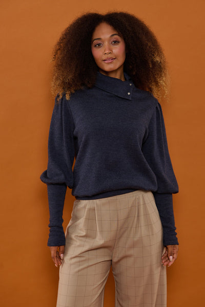 Froks Jenny Bluse / Night blue merino wool