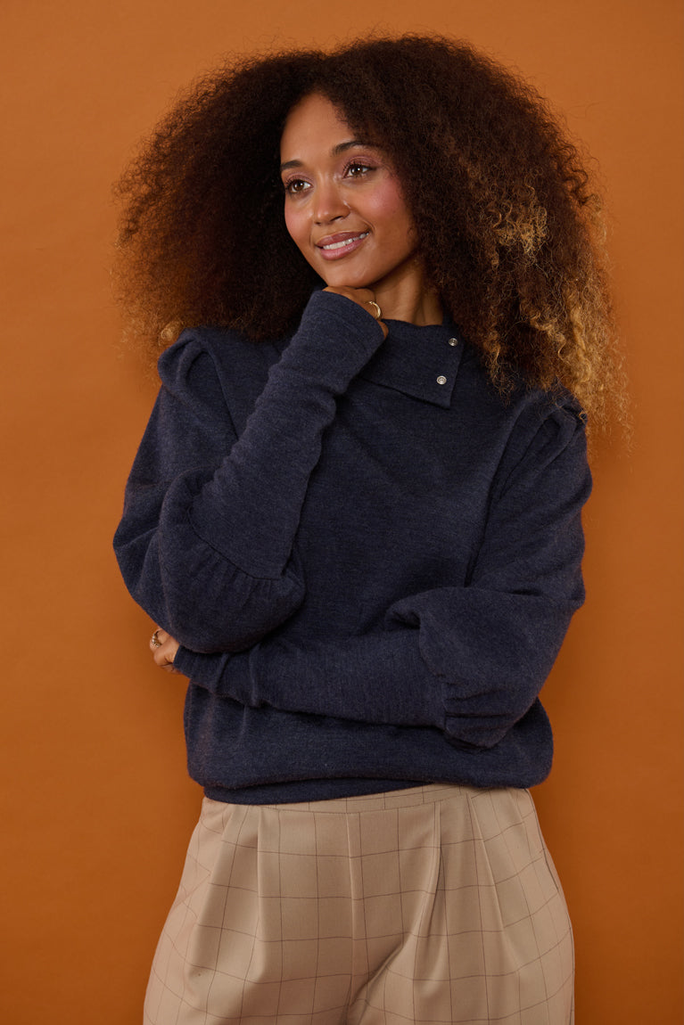 Froks Jenny Bluse / Night blue merino wool