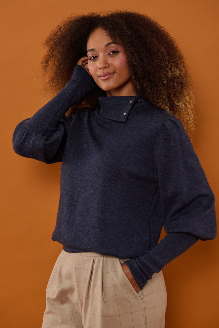 Froks Jenny Bluse / Night blue merino wool