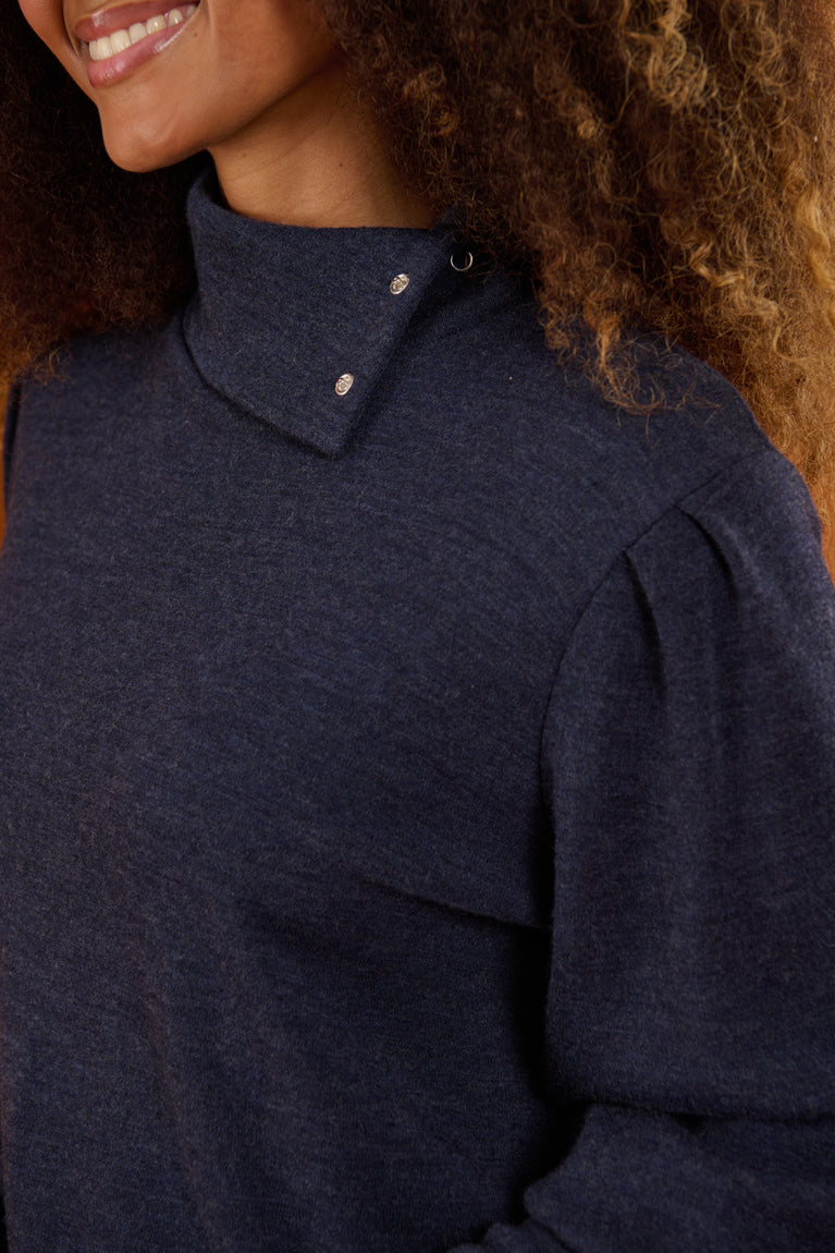 Froks Jenny Bluse / Night blue merino wool