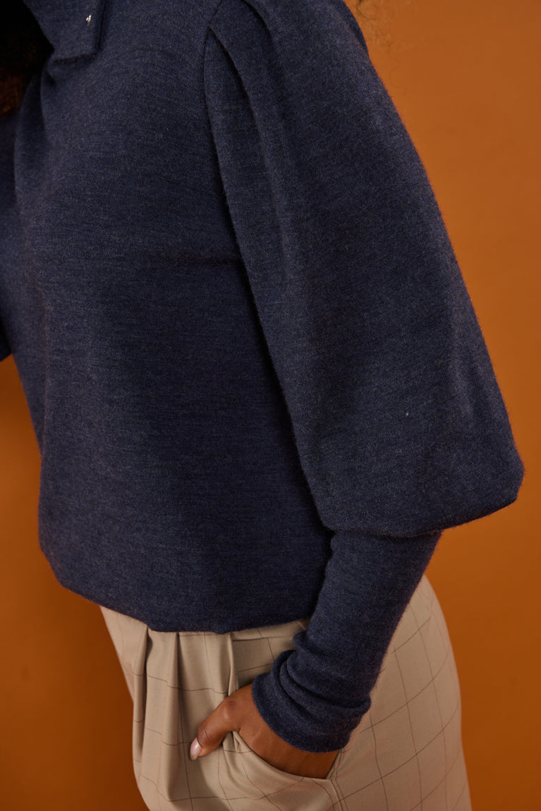 Froks Jenny Bluse / Night blue merino wool