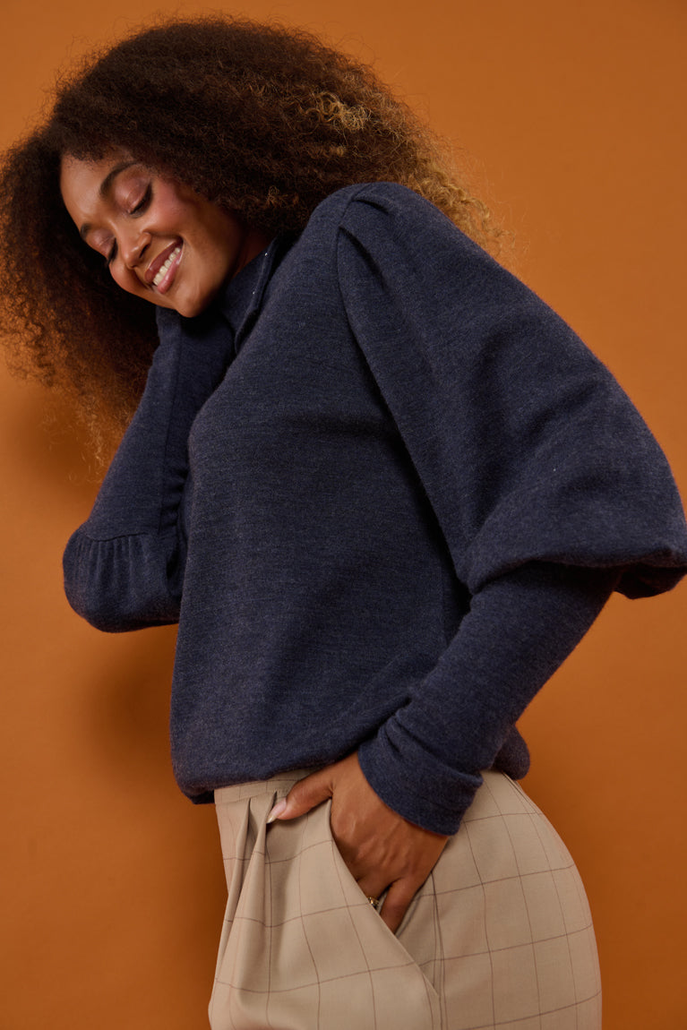 Froks Jenny Bluse / Night blue merino wool