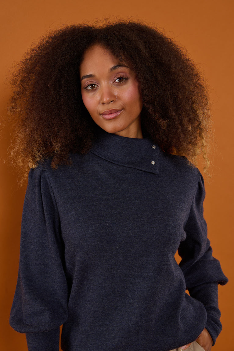 Froks Jenny Bluse / Night blue merino wool