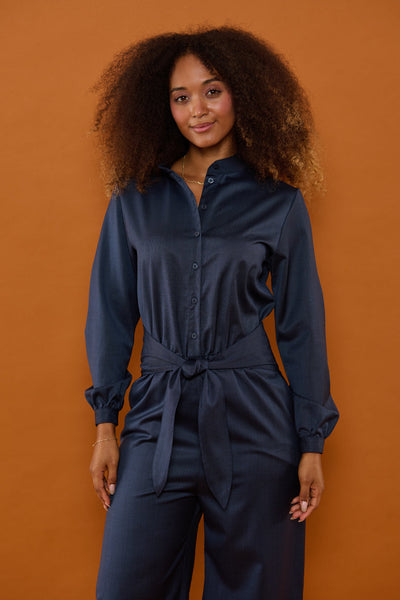 Froks Carla Sleeve Long Body Dragt / Midnight textures wool