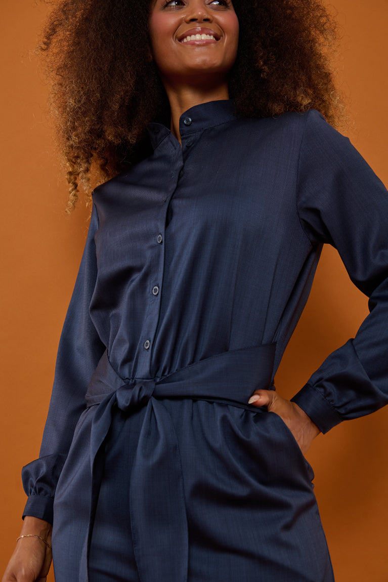 Froks Carla Sleeve Long Body Dragt / Midnight textures wool