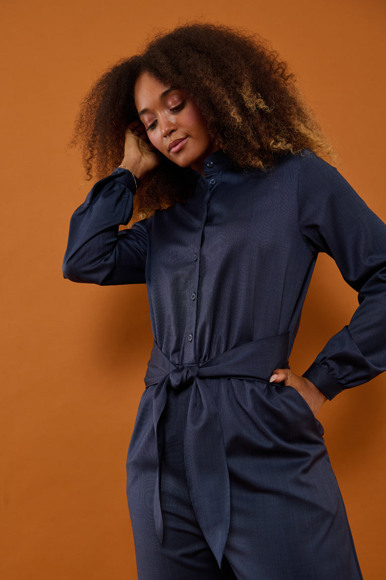 Froks Carla Sleeve Long Body Dragt / Midnight textures wool