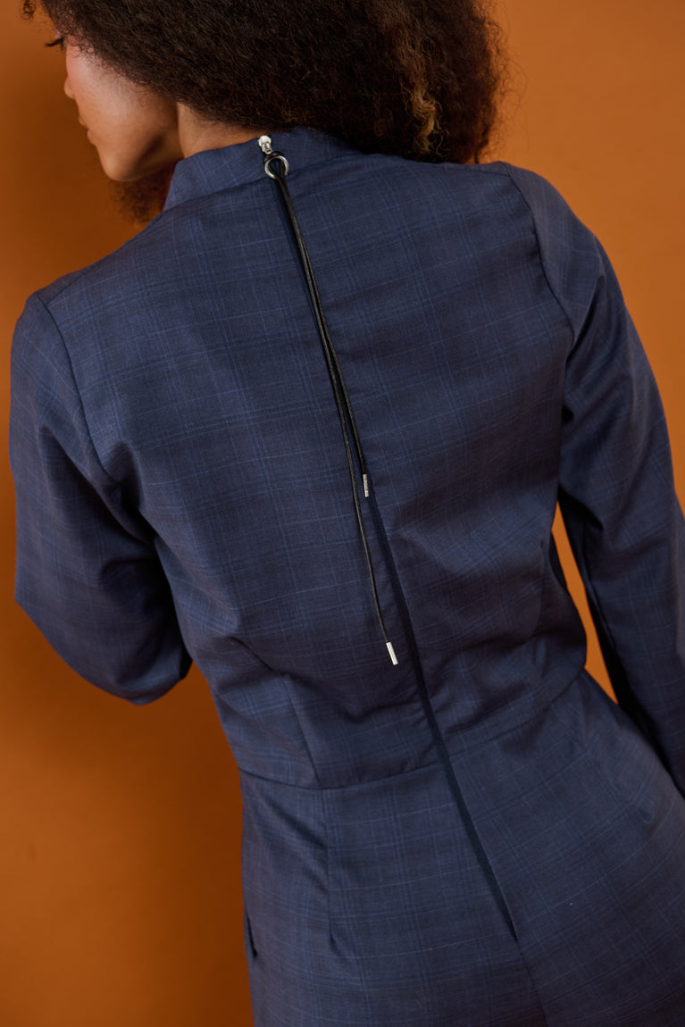 Froks Julie Buksedragt / Dusty blue faded checks (wool)