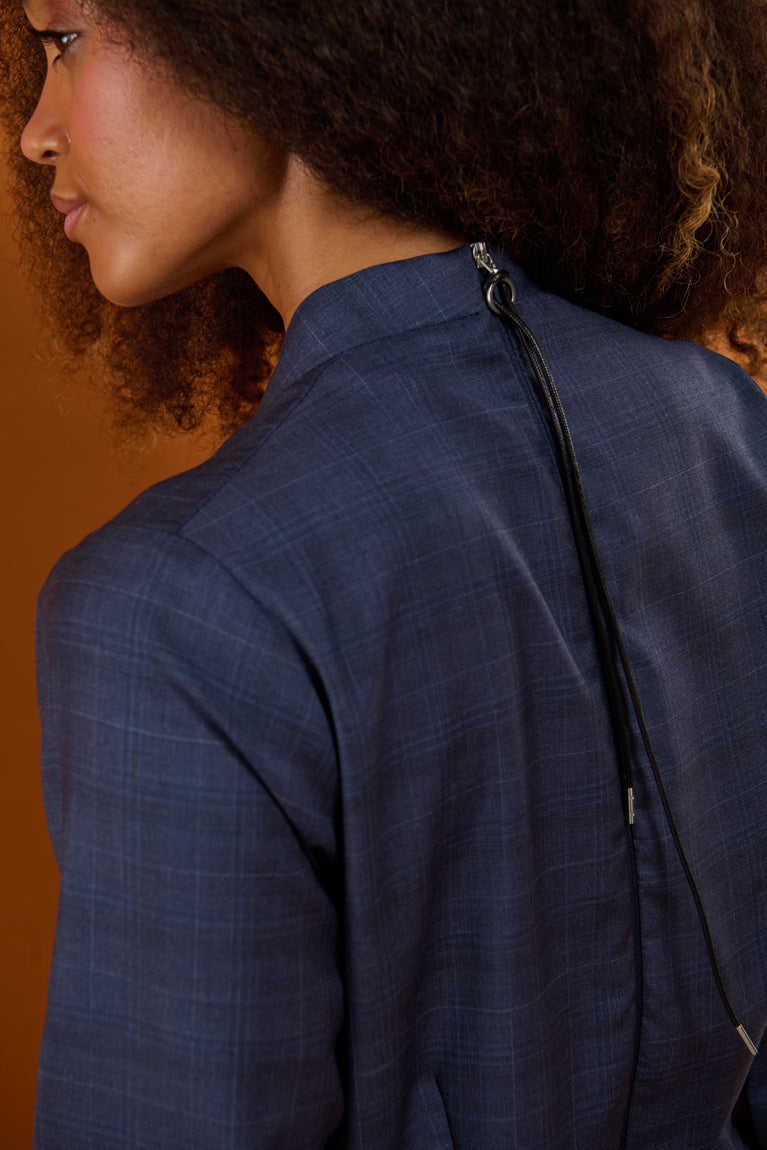 Froks Julie Buksedragt / Dusty blue faded checks (wool)