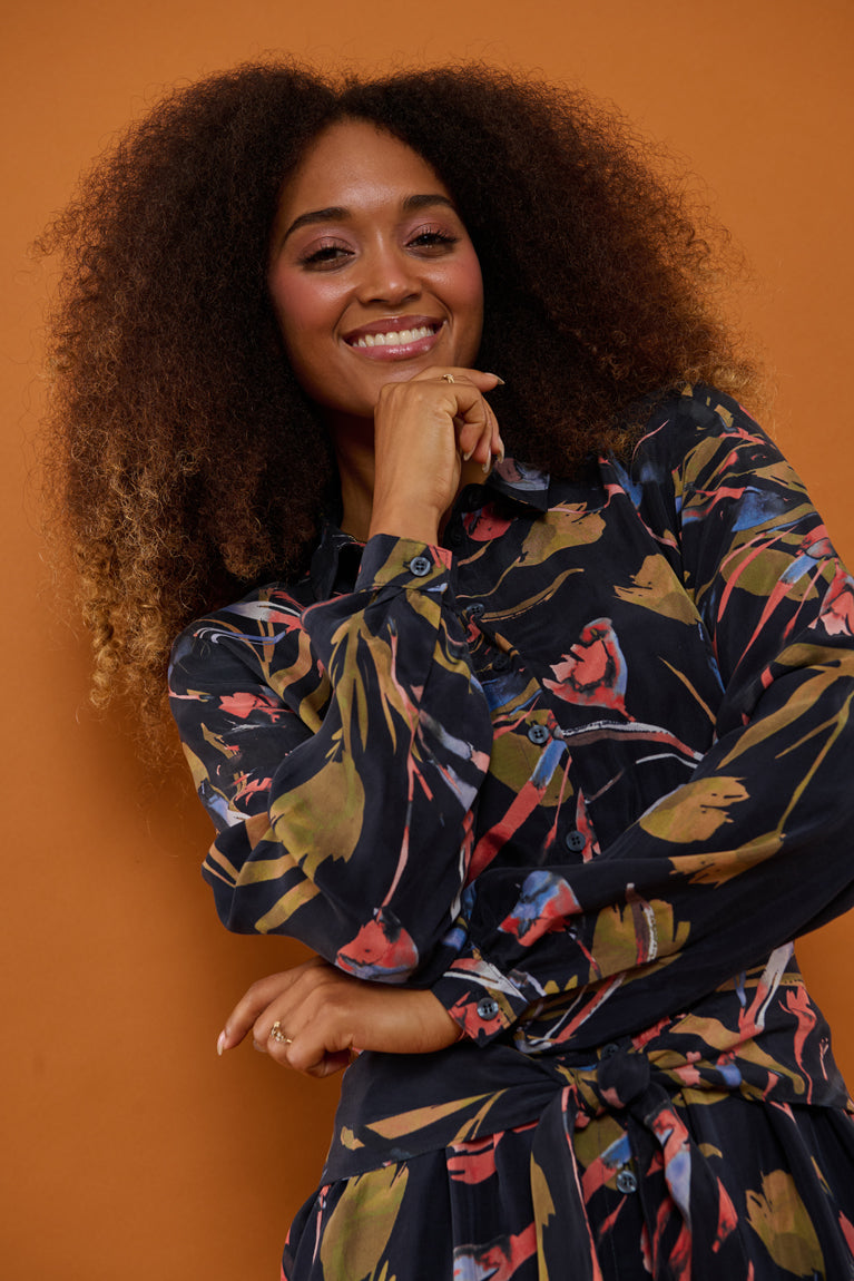 Froks Carla Sleeve Kjole / Botanical night garden