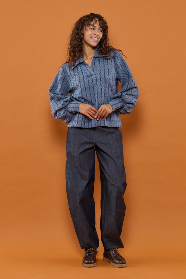 Froks Maya Sweatshirt / Misty blue braided