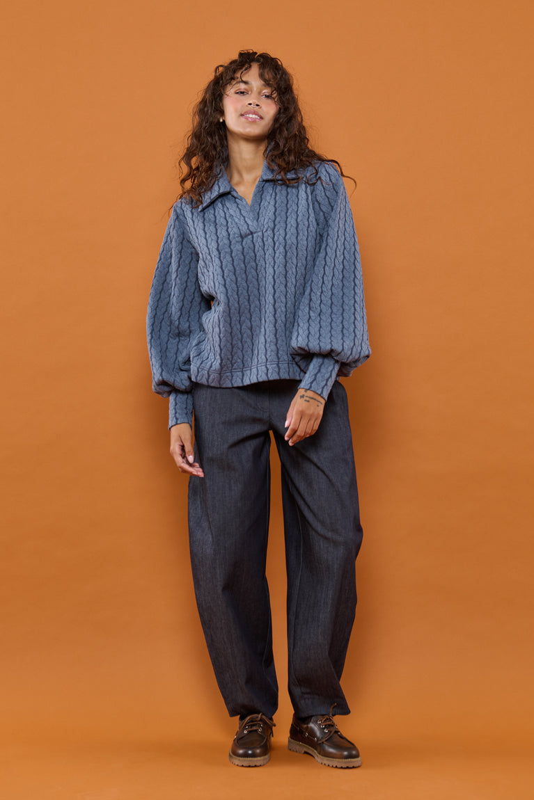 Froks Maya Sweatshirt / Misty blue braided