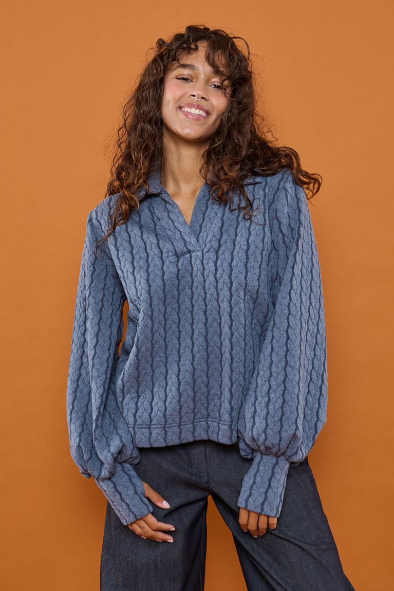 Froks Maya Sweatshirt / Misty blue braided