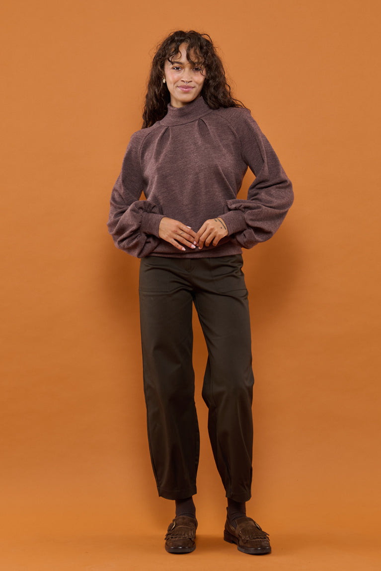 Froks Fleur Bluse / Bark brown Merino wool
