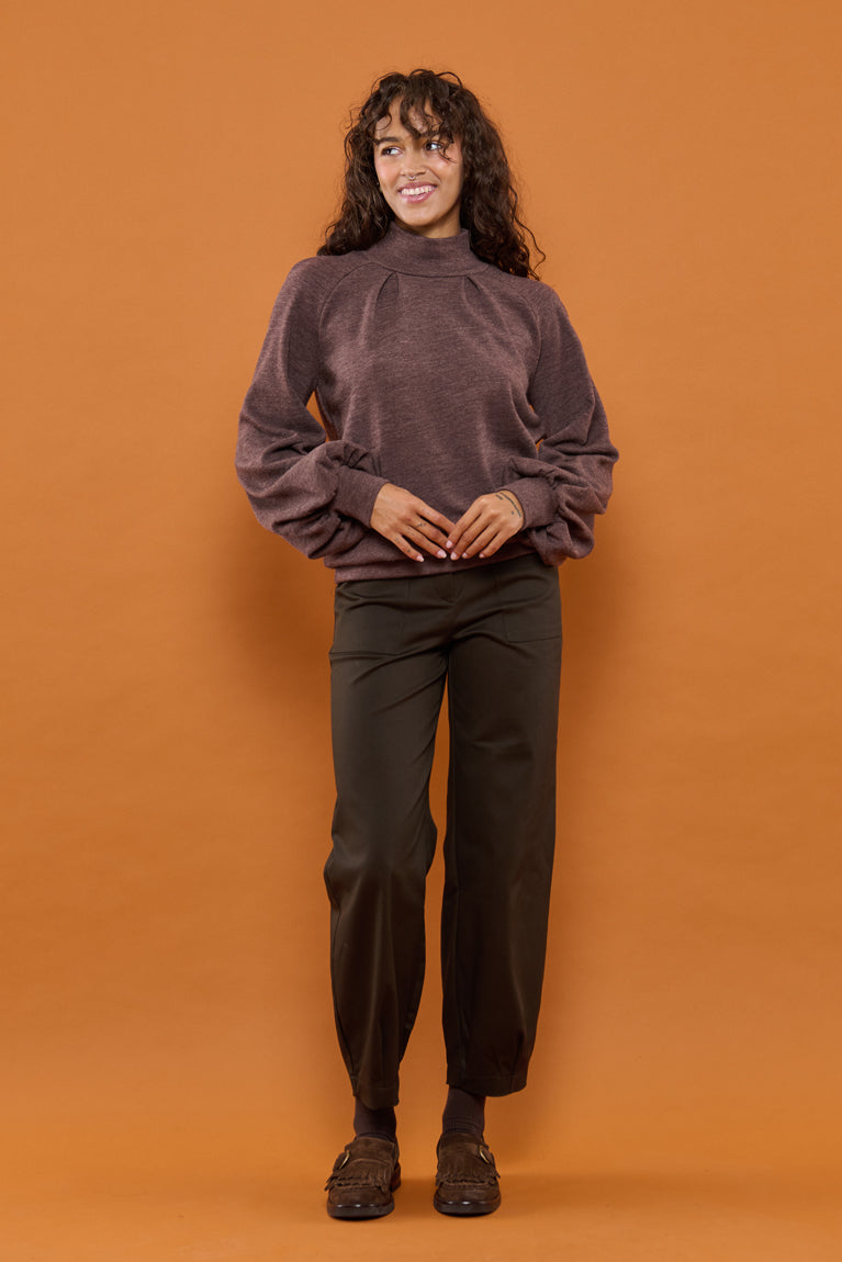 Froks Fleur Bluse / Bark brown Merino wool